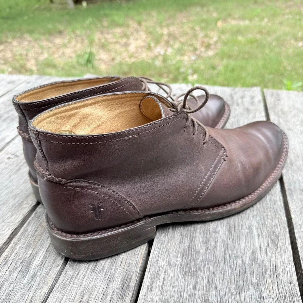 Frye Oliver Chukka Boots Mens 11.5 D Dark Brown Leather Lace Up 87820 4003 F 10